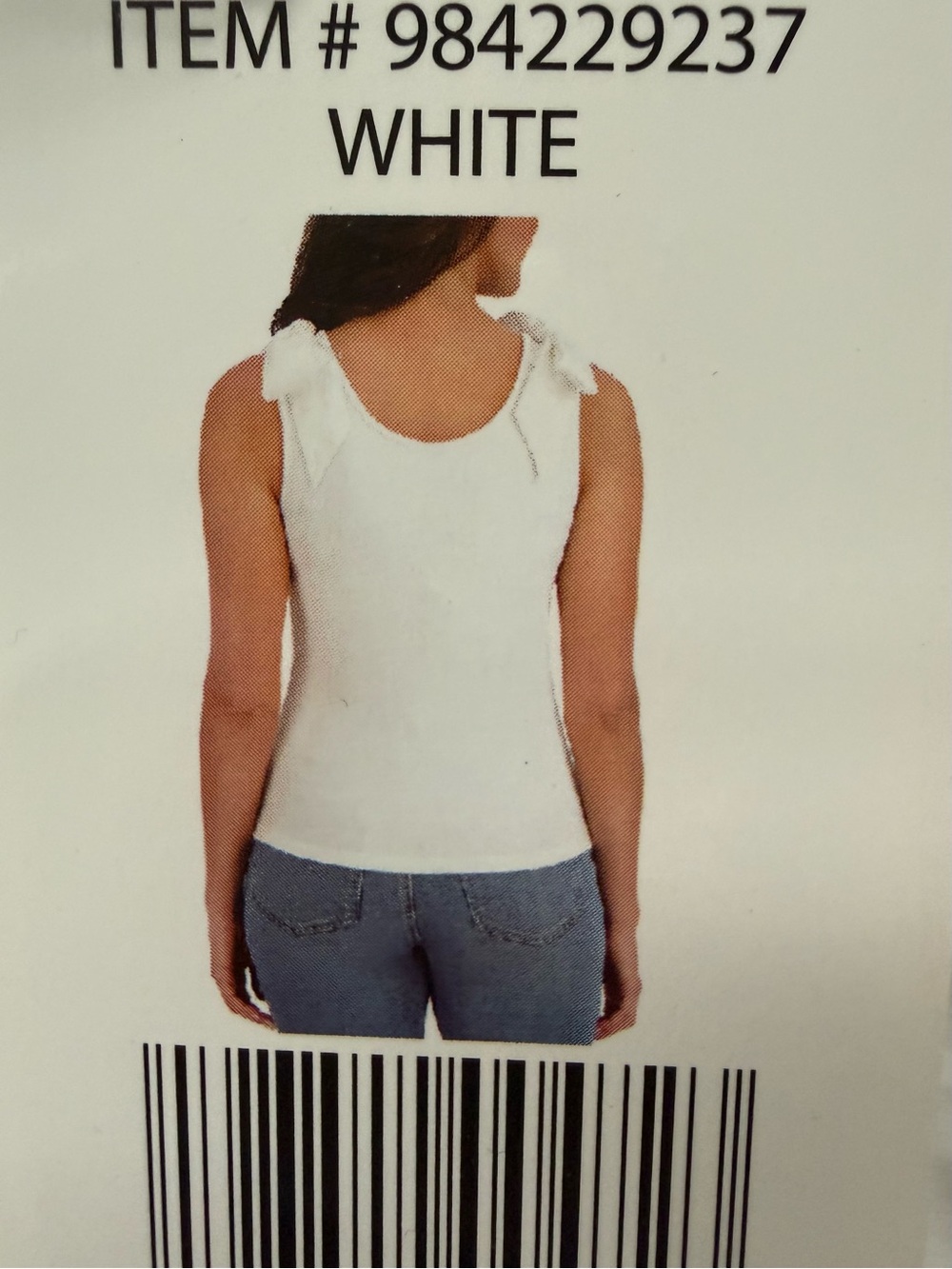 French Connection White bow Shoulder Tank top ribbed XXL stretch wide straps nwt